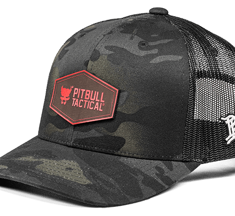 Curved Trucker Hat - Black Multicam with Fire Patch image 0